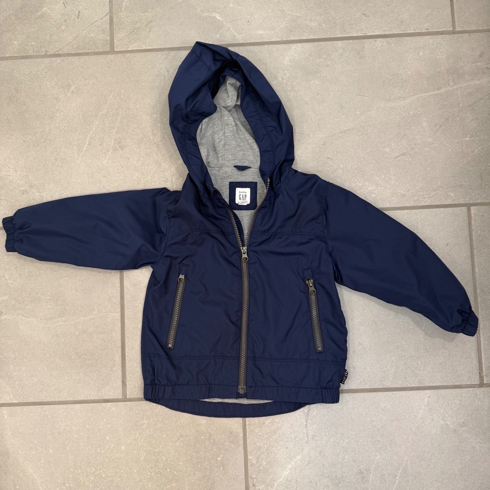 Baby Gap Toddler Navy Blue Hooded Windbreaker Jacket Jersey Lined 3 Years